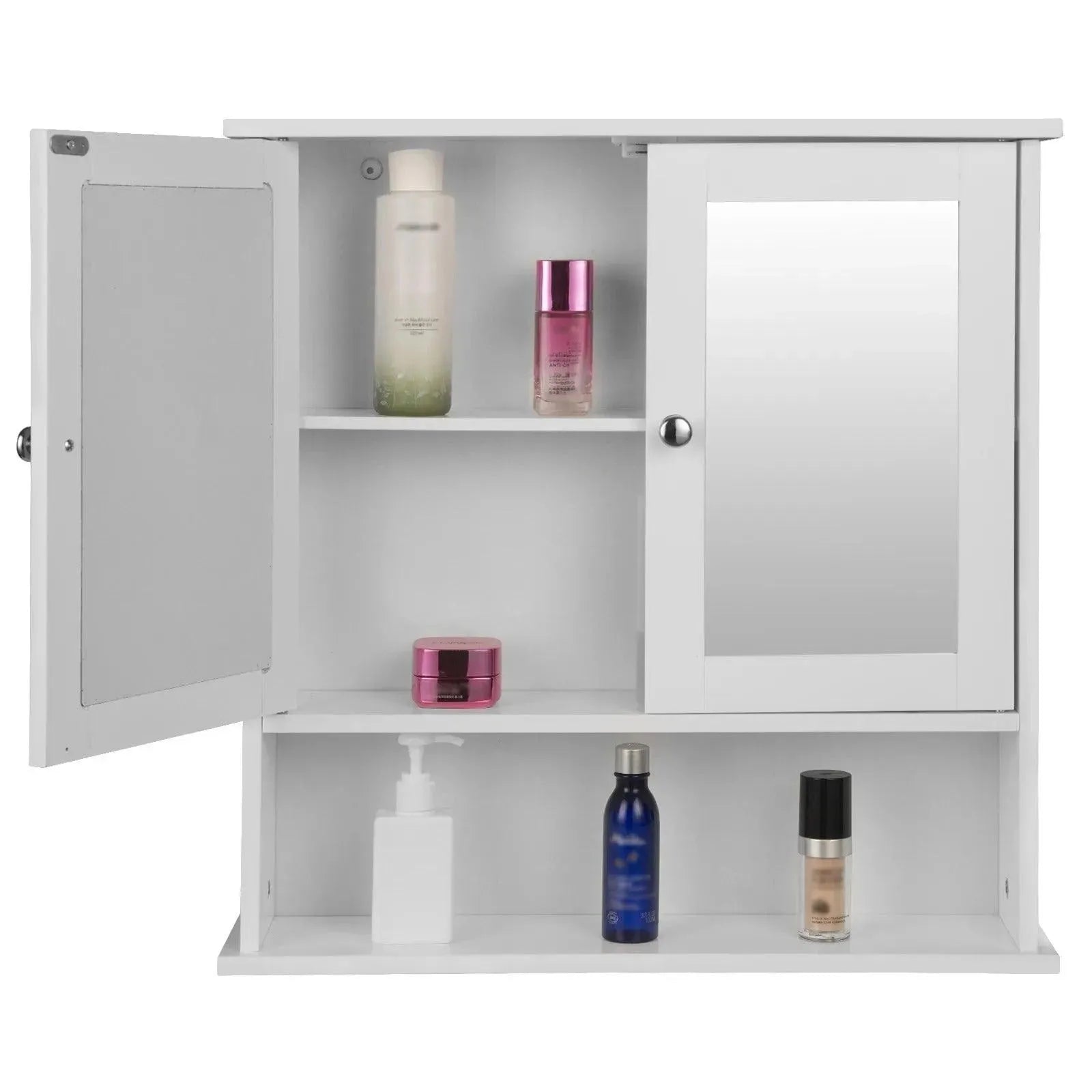 Feronza™ Badkamerkast met Spiegel - Wandgemonteerde Kast met 3 Planken, 56x13x58.3 cm - Feronza